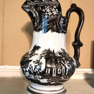 Victoria Ironstone pitcher. Black and white.
